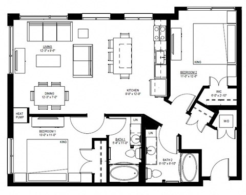 1500 Nicollet_2 Bedroom Floor Plan  at 1500 Nicollet, Minneapolis, MN